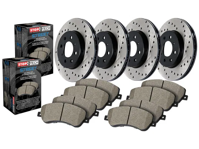 936.47010 – STOP TECH Brake Kit, Drilled Rotors Black E-Coated With Rotors And Pads